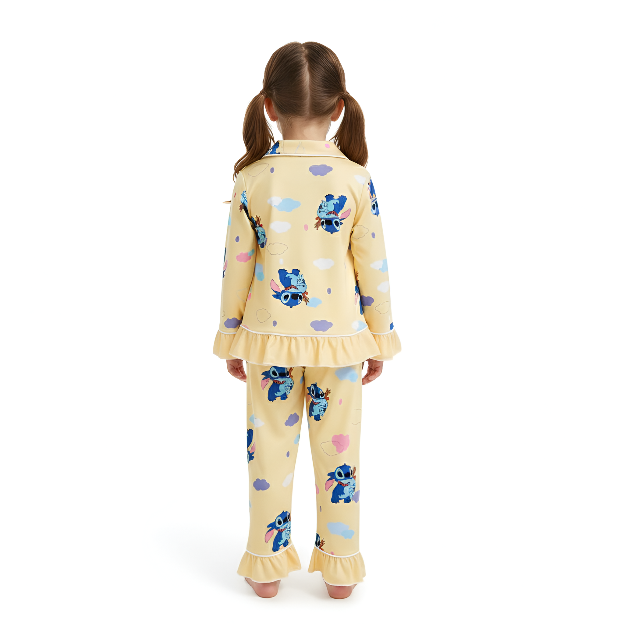 Stitch Cloud Print Ruffle Pajama Set