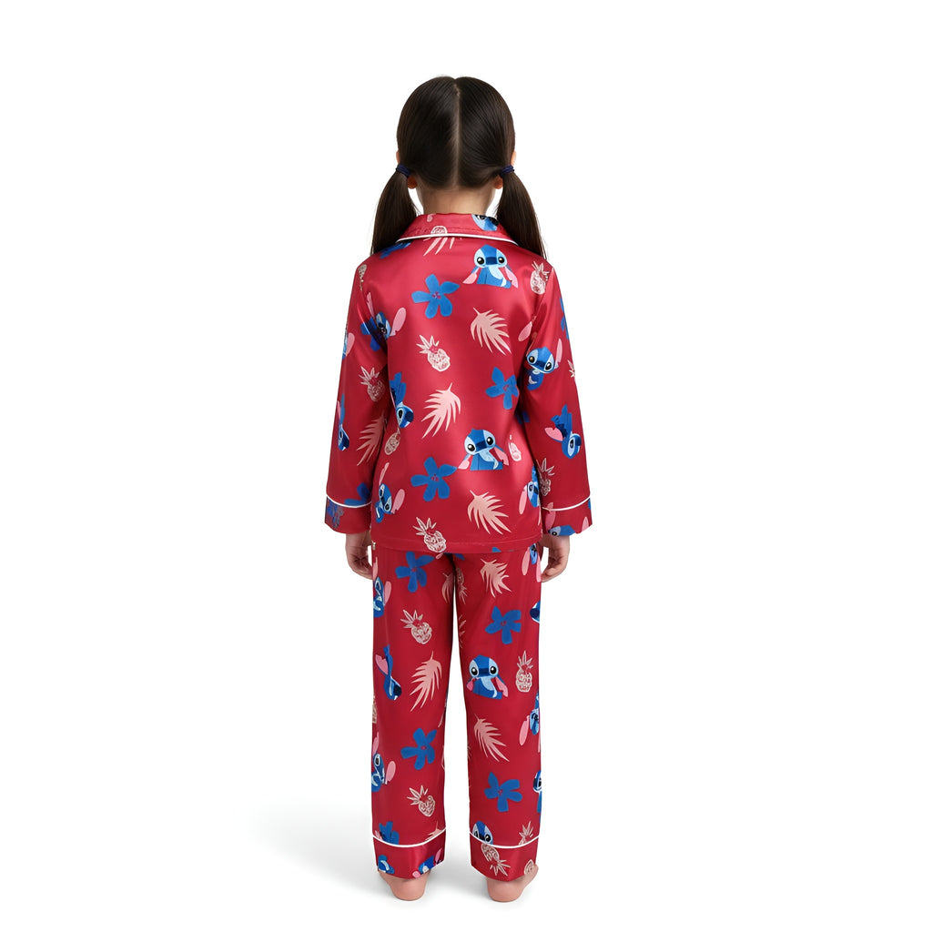 Stitch and Floral Print Pajama Set