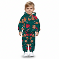Christmas Gingerbread Print Hoodie And Pants Set