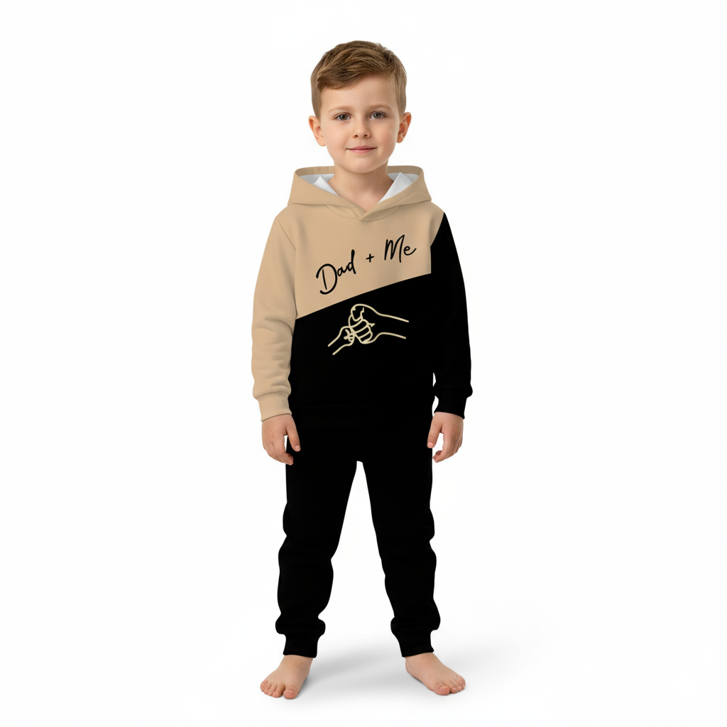 Boys Hooded Sweatshirt And Trousers Set With Letter Printed