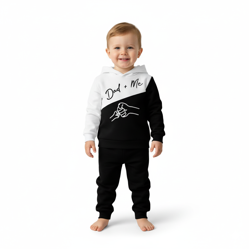 Boys Dad Plus Me Printed Hooded Sweatshirt Set