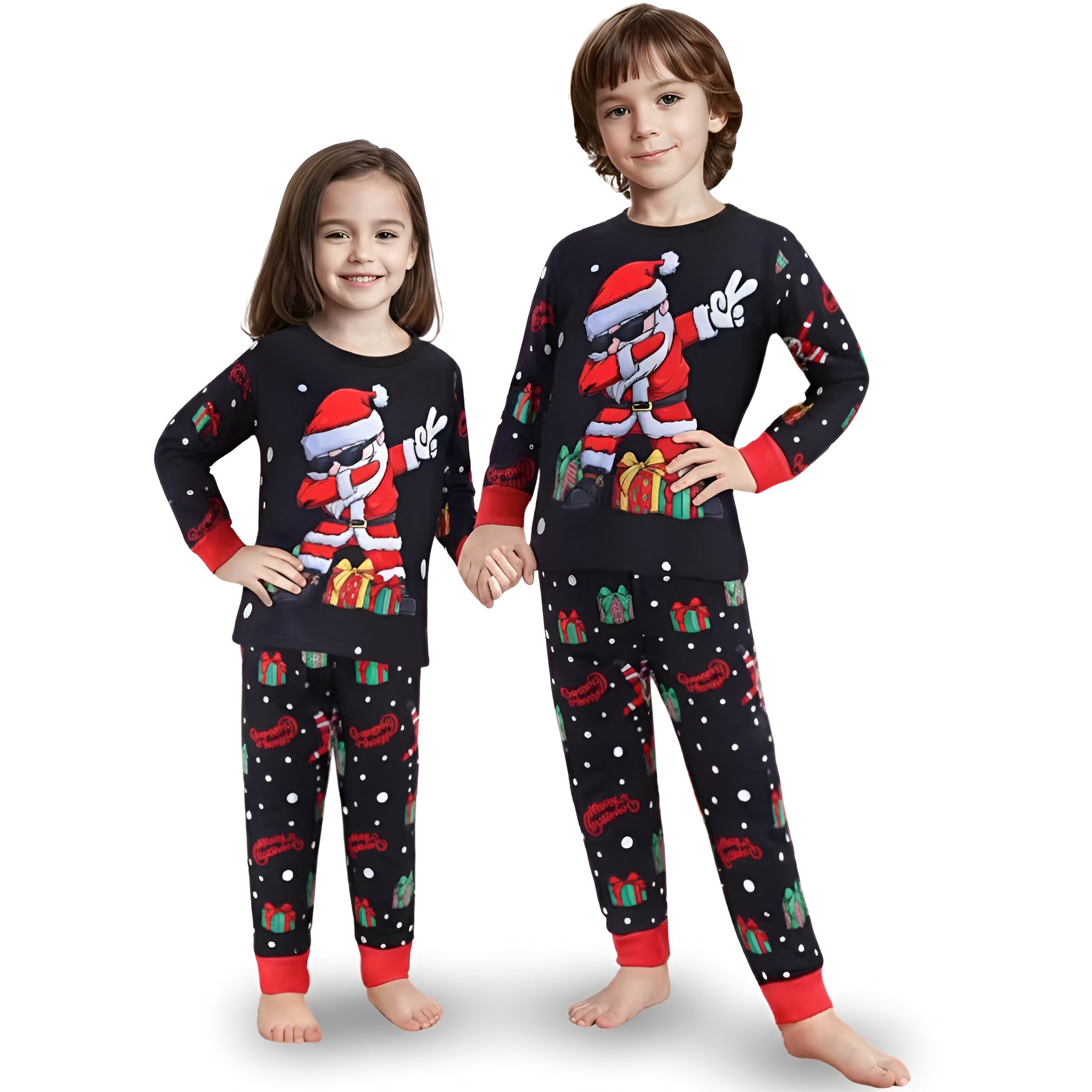 Santa Claus And Gifts Print Long Sleeve Matching Set