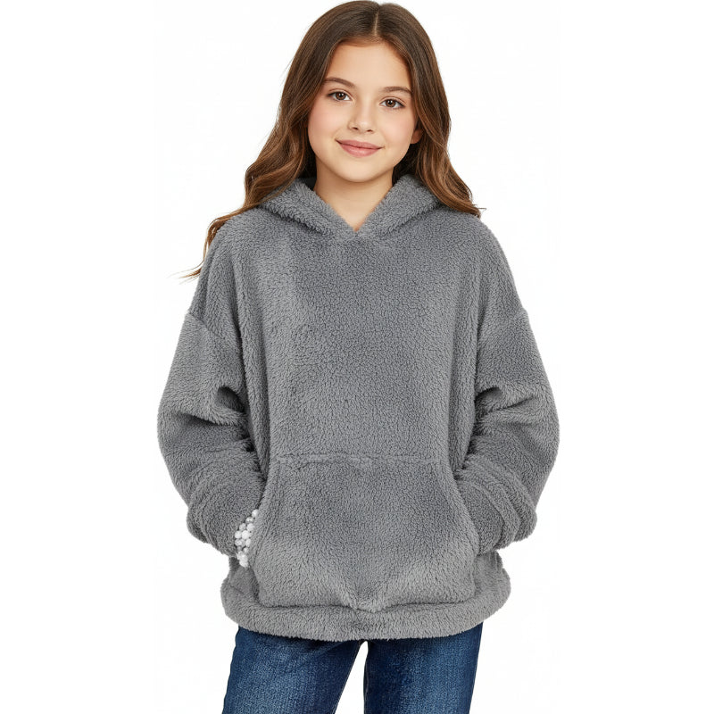 Girls Fuzzy Fleece Pullover Hoodie Sweatshirt