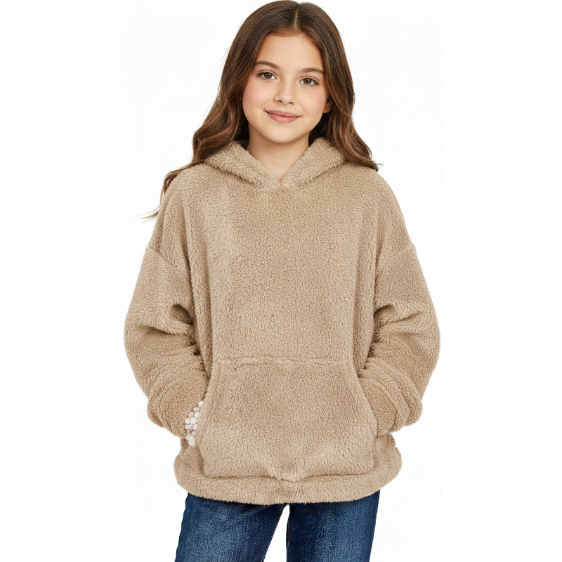 Girls Fuzzy Fleece Pullover Hoodie Sweatshirt