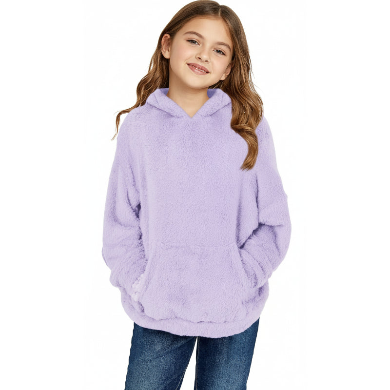 Girls Fuzzy Fleece Pullover Hoodie Sweatshirt