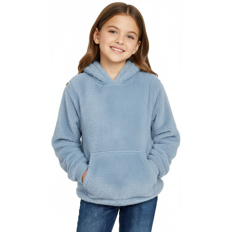 Girls Fuzzy Fleece Pullover Hoodie Sweatshirt