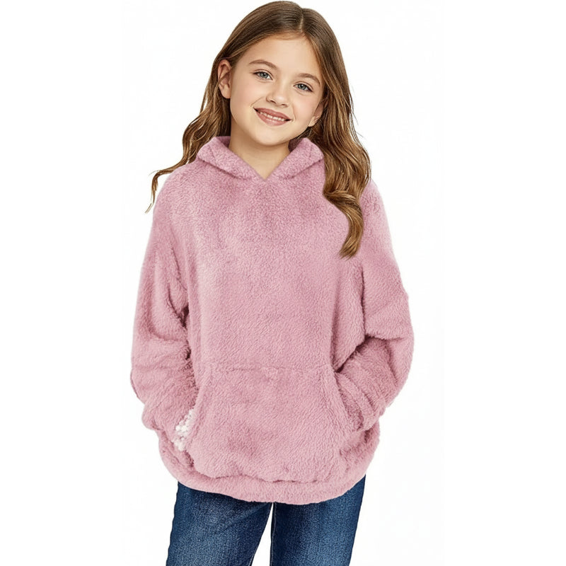 Girls Fuzzy Fleece Pullover Hoodie Sweatshirt