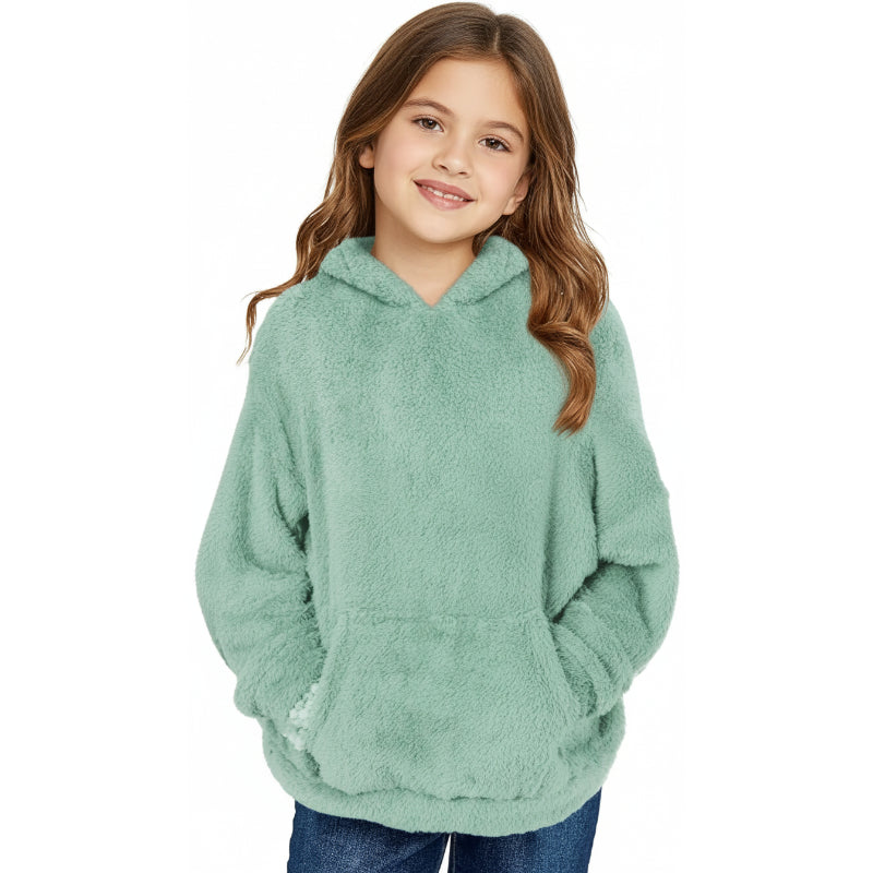 Girls Fuzzy Fleece Pullover Hoodie Sweatshirt