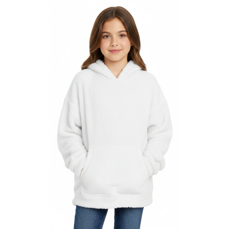Girls Fuzzy Fleece Pullover Hoodie Sweatshirt