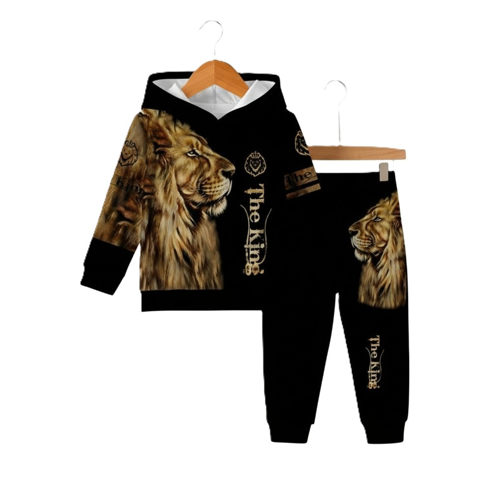 Toddler Boys Lion Print Hoodie And Pants Set