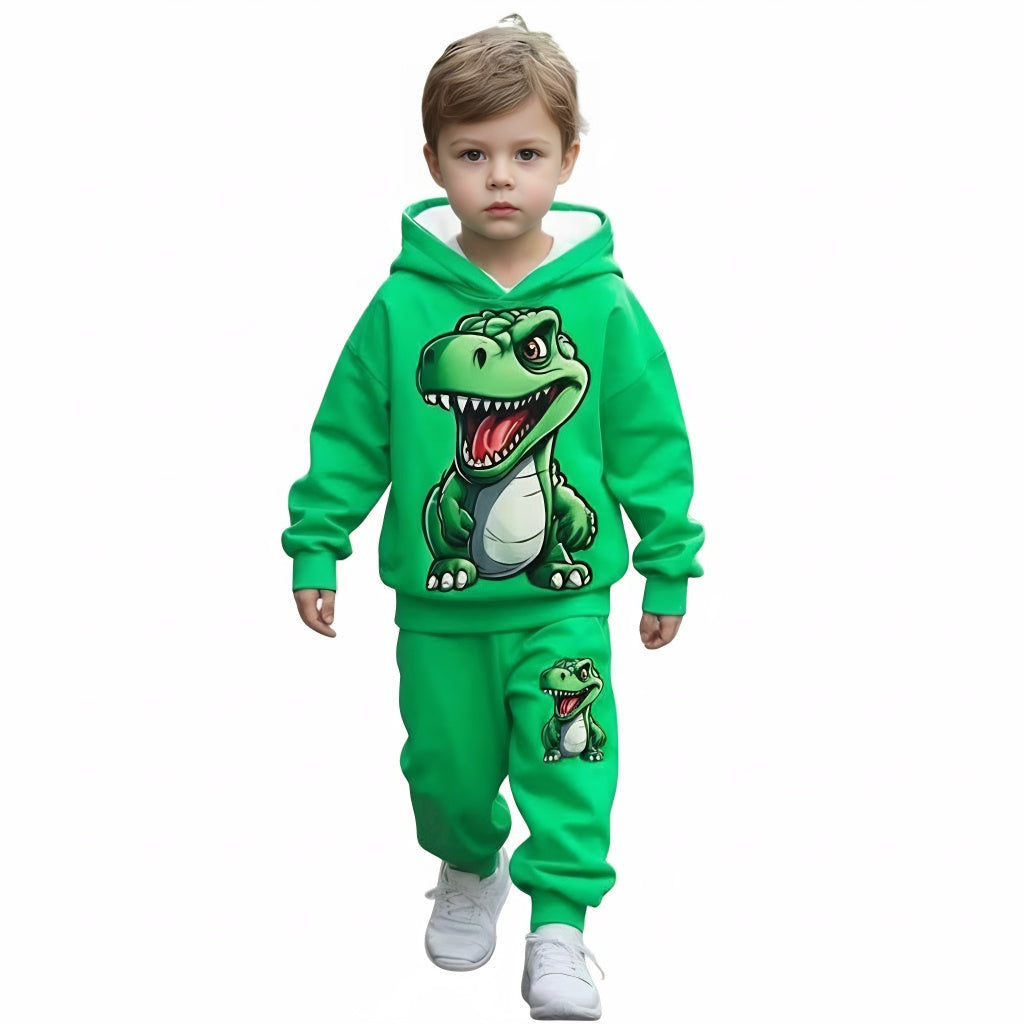 Boys Dinosaur Printed Hoodie And Sweatpants Set