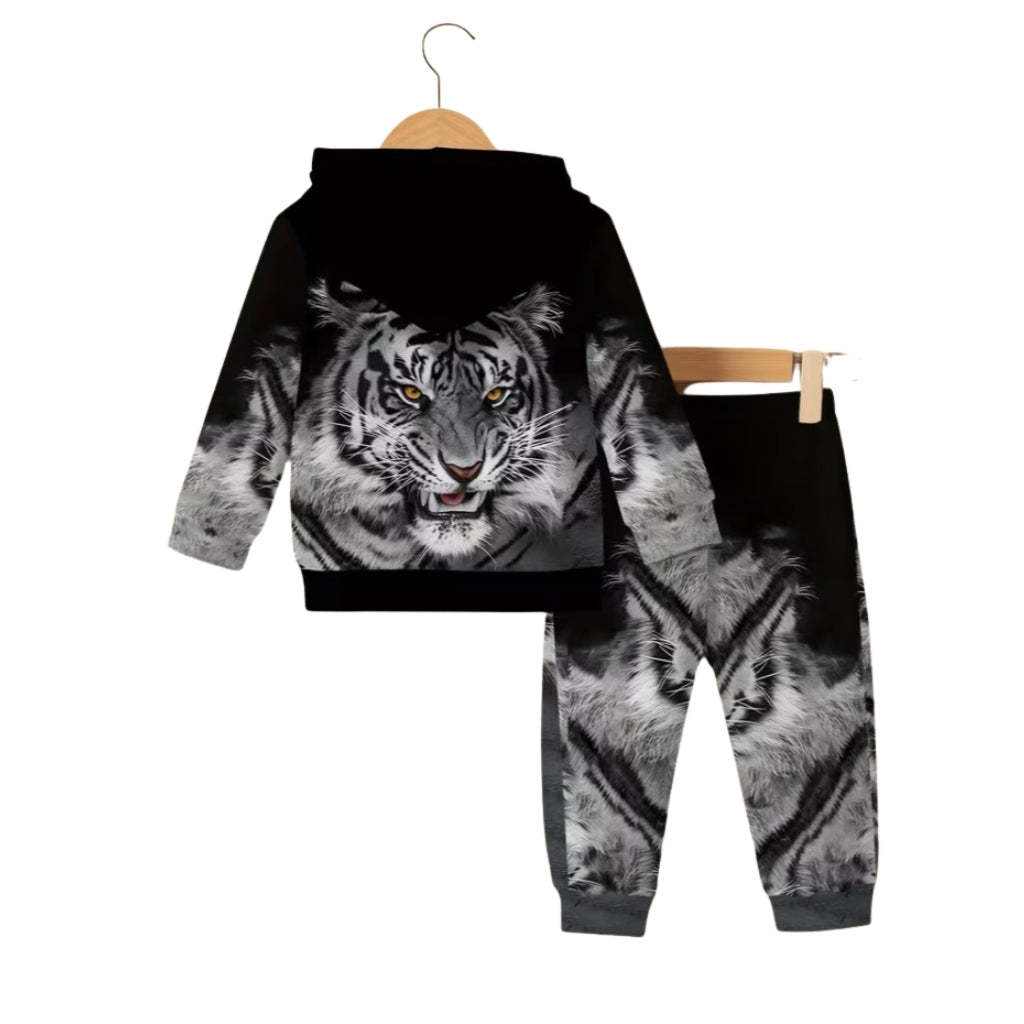 Tiger Design Hooded Outfit Set