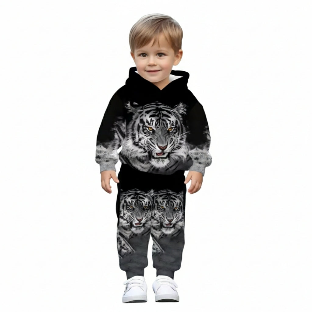 Tiger Design Hooded Outfit Set