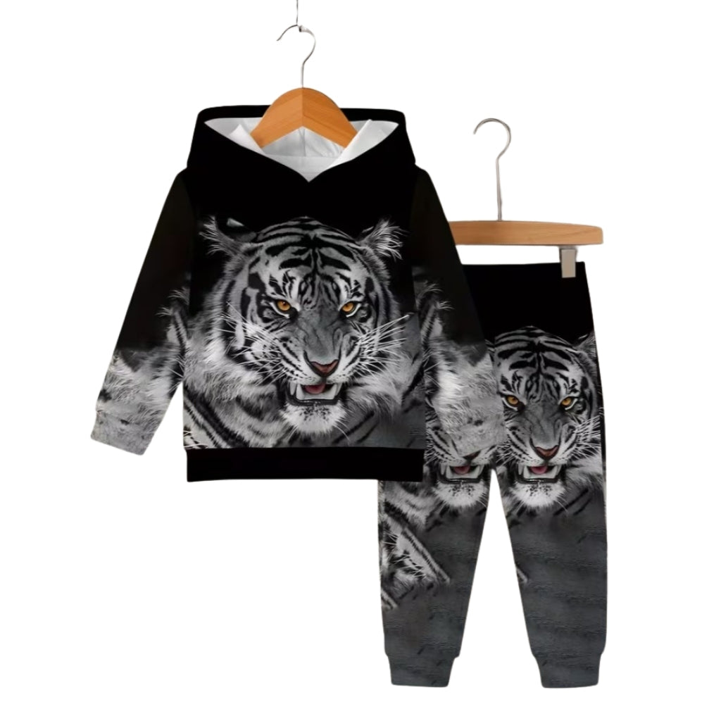 Tiger Design Hooded Outfit Set