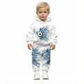 Boys Hooded Sweatshirt Set With Football Goal Print
