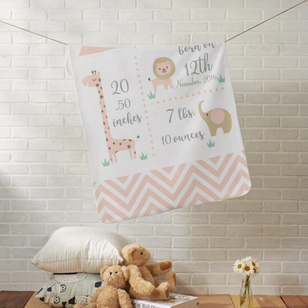 Jungle Animals Blanket Personalized Safari Baby Announcement Gift