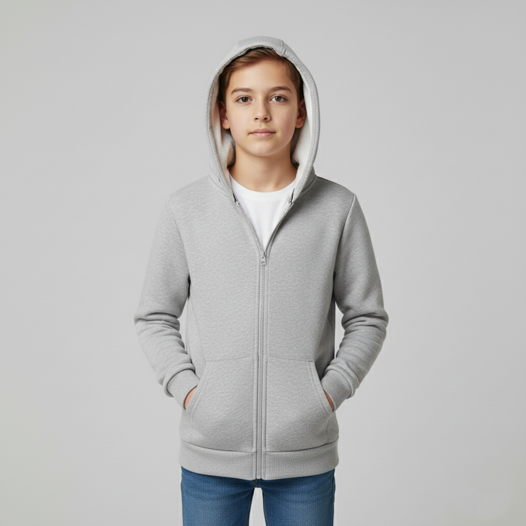 Boys Zip Up Hoodie Sweatshirt With Kangaroo Pockets