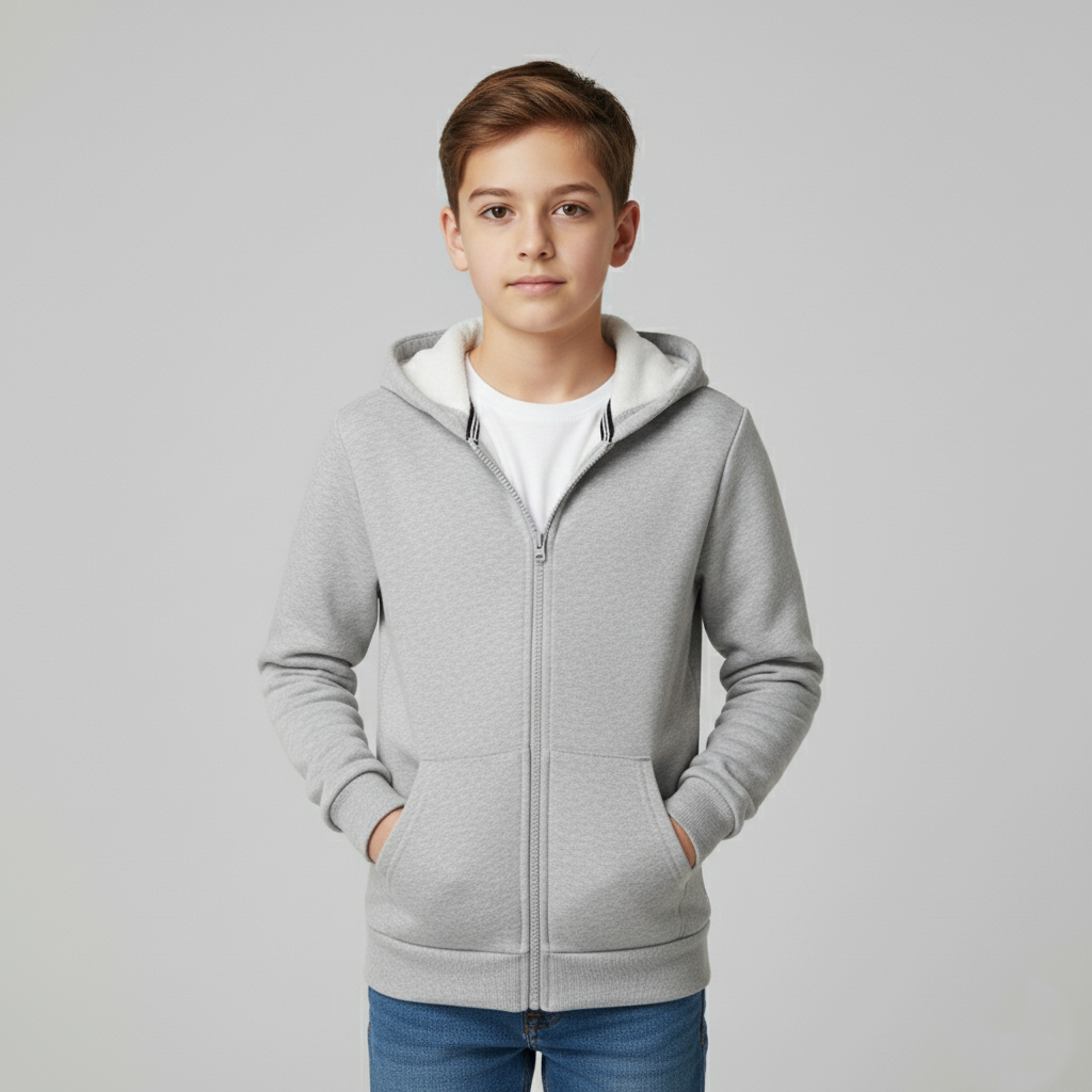 Boys Zip Up Hoodie Sweatshirt With Kangaroo Pockets