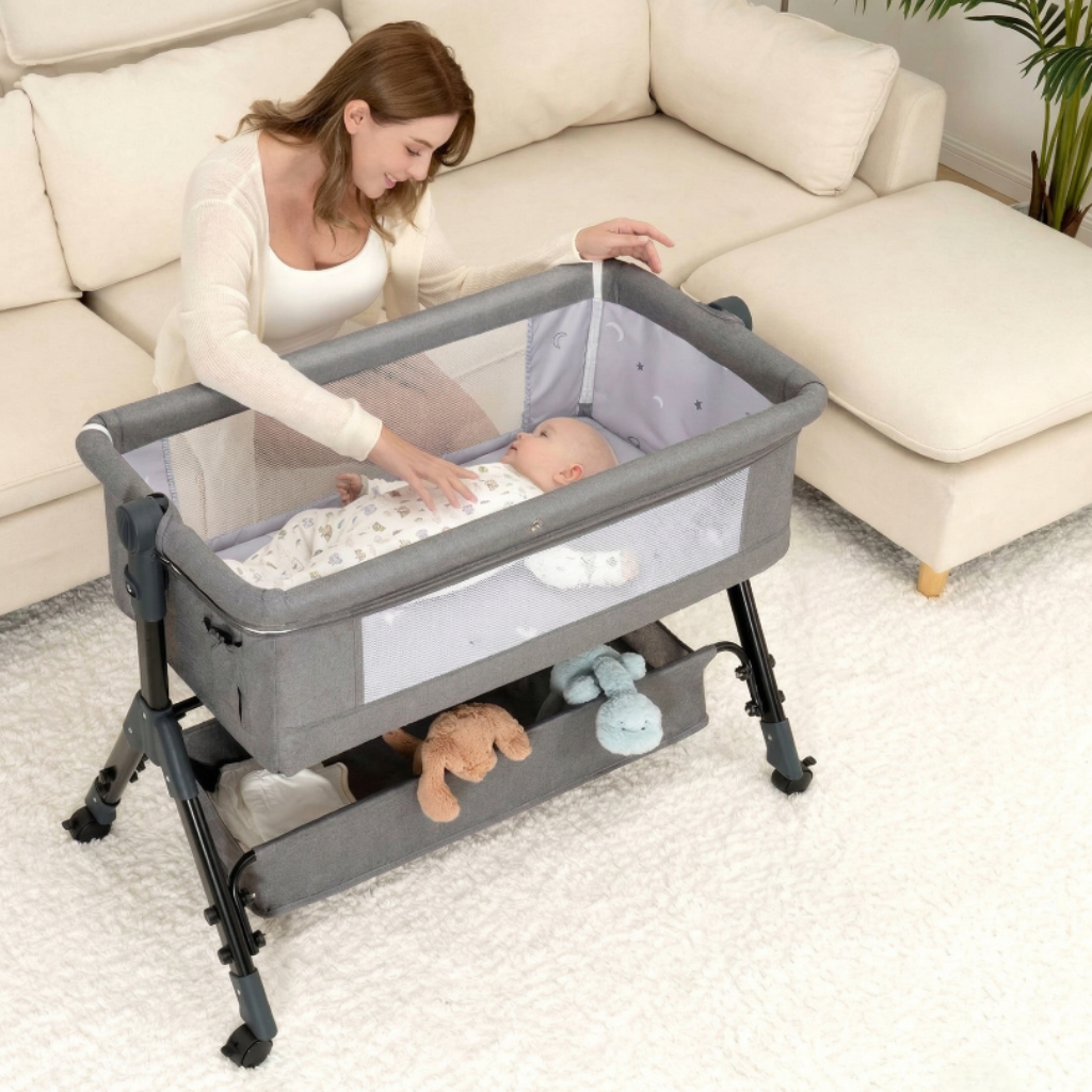 3 In 1 Baby Bassinet Bedside Sleeper With Adjustable Height Crib