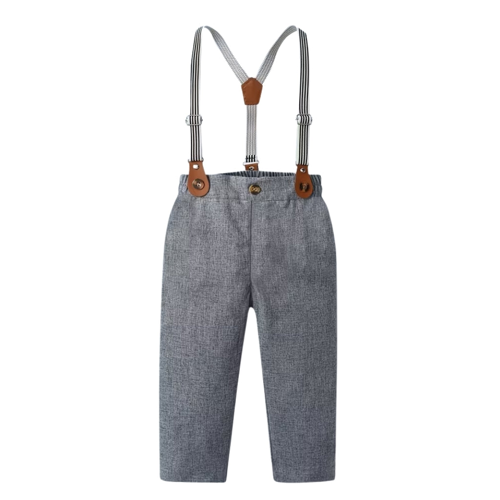 Baby Boys 2 Piece Of Long Sleeve Printed Shirt And Suspender Pants Set