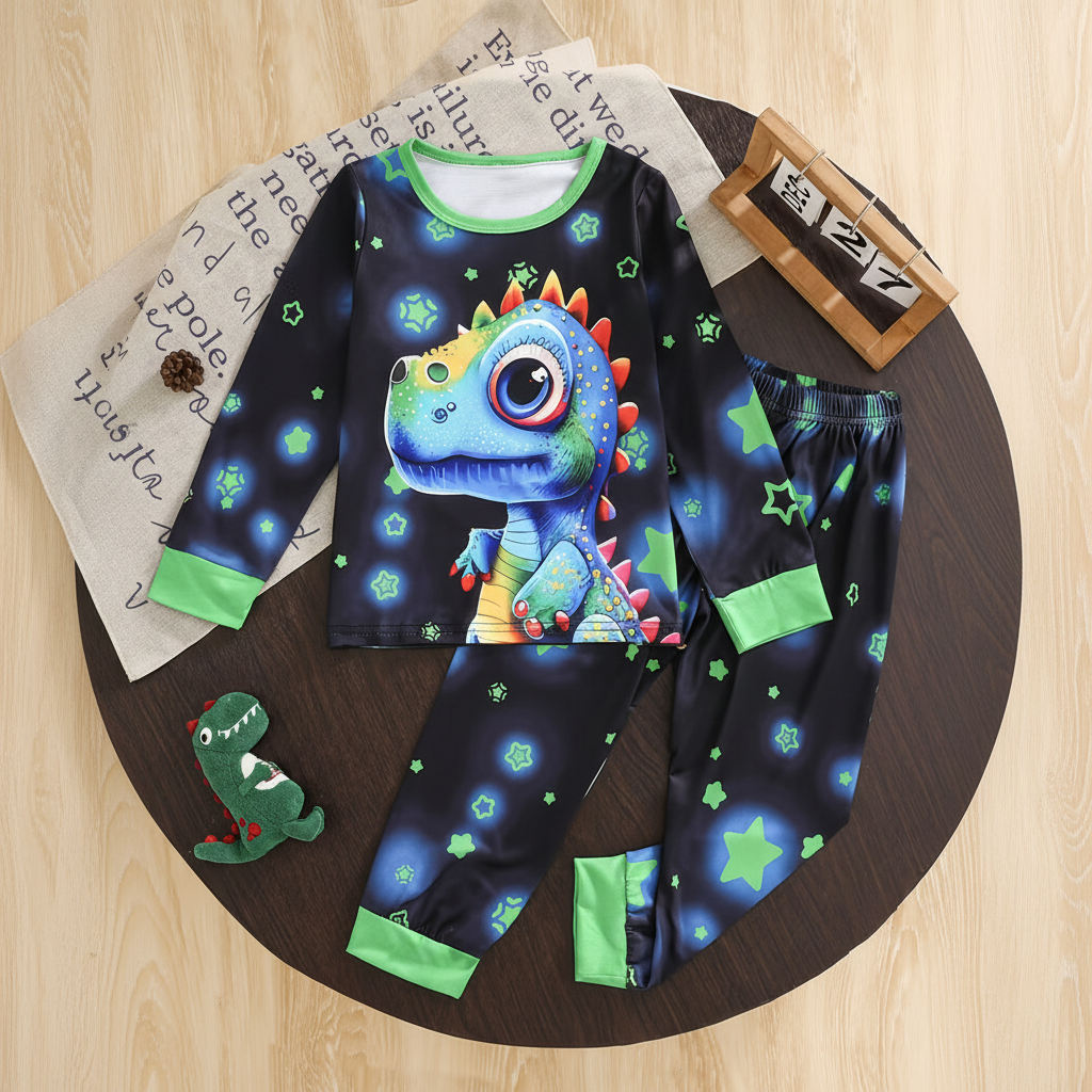 Kids Long Sleeve Dinosaur Print Pajama Set