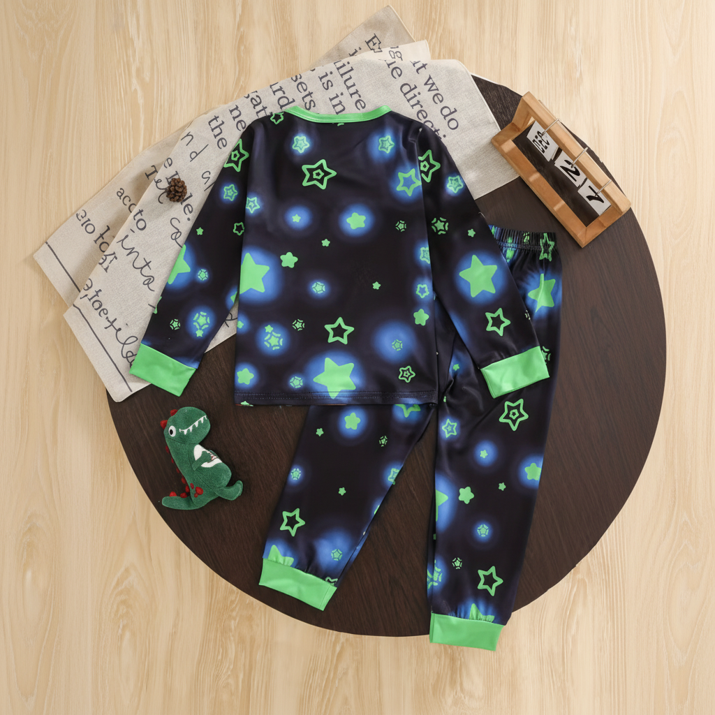 Kids Long Sleeve Dinosaur Print Pajama Set
