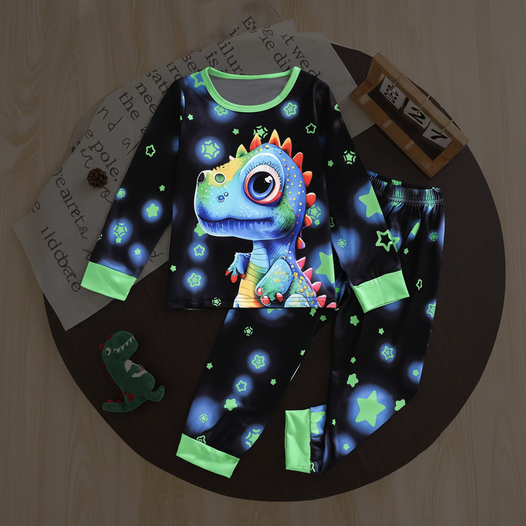Kids Long Sleeve Dinosaur Print Pajama Set