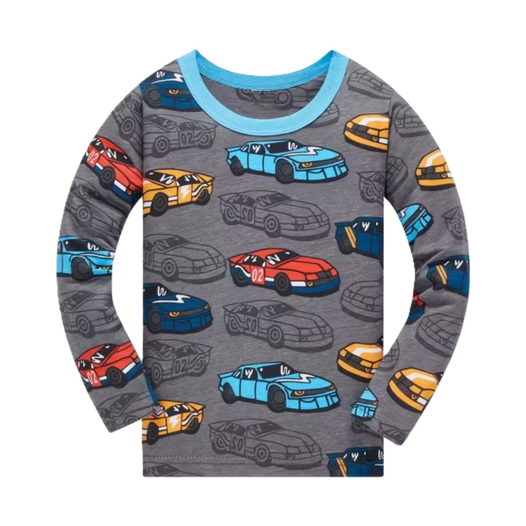 Long Sleeve Pajama Set With Car Design