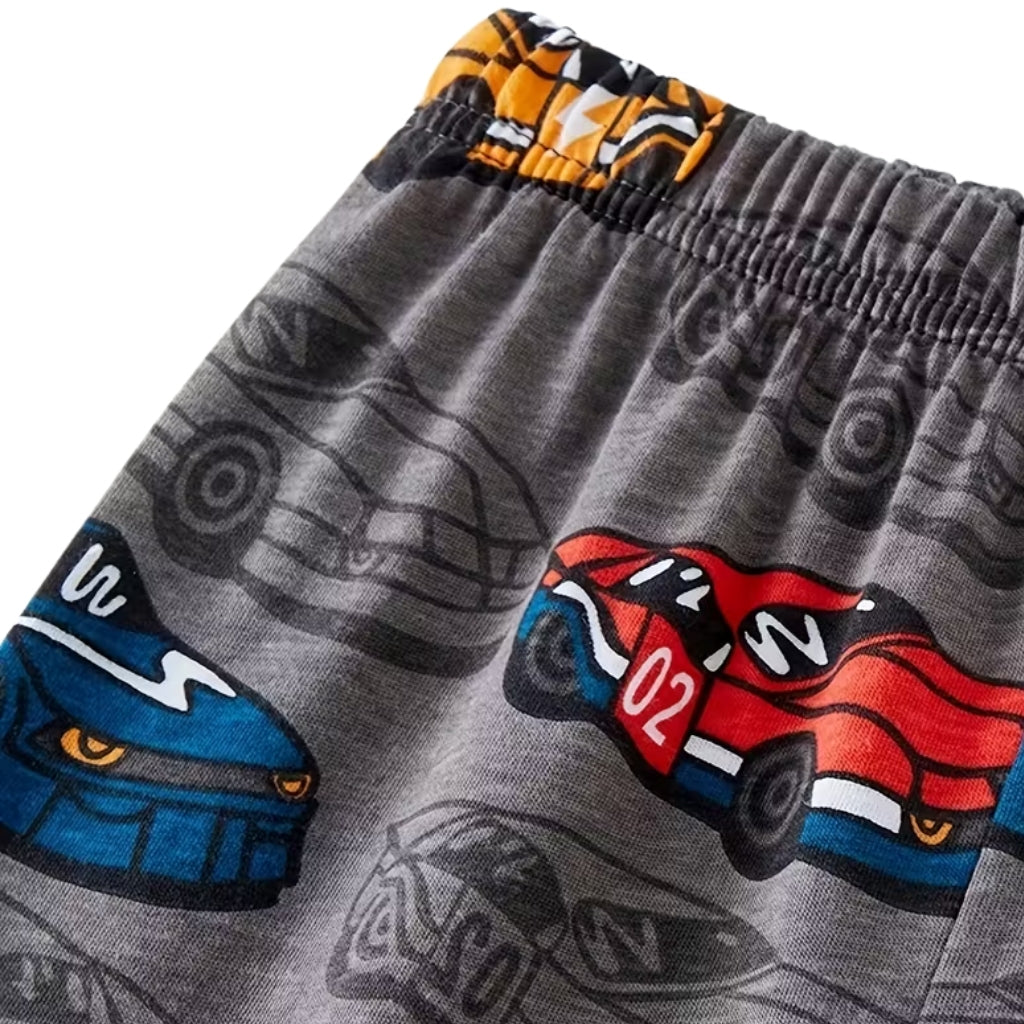 Long Sleeve Pajama Set With Car Design