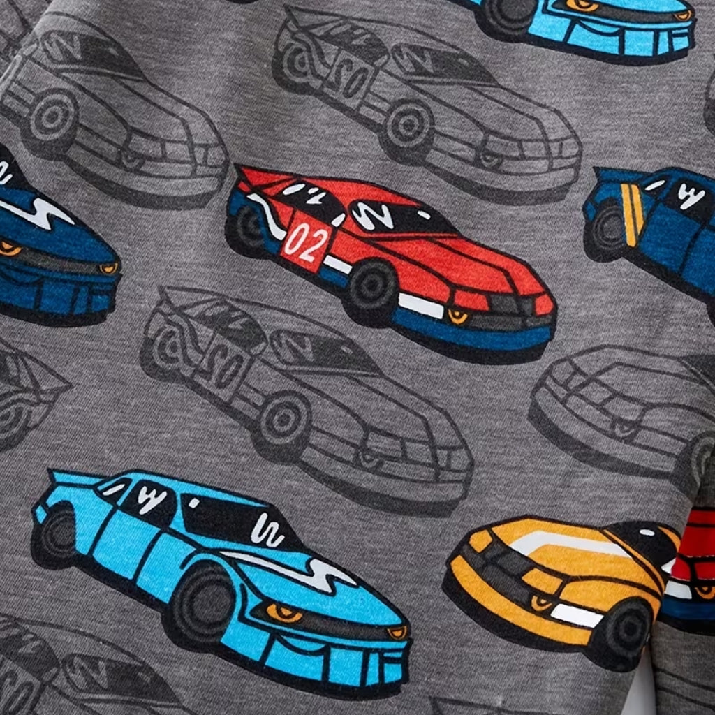 Long Sleeve Pajama Set With Car Design