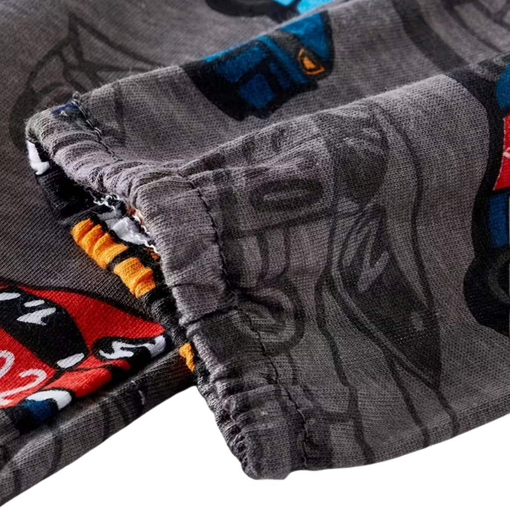 Long Sleeve Pajama Set With Car Design