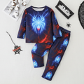 Boys Long Sleeve Pajama Set With Spider Print