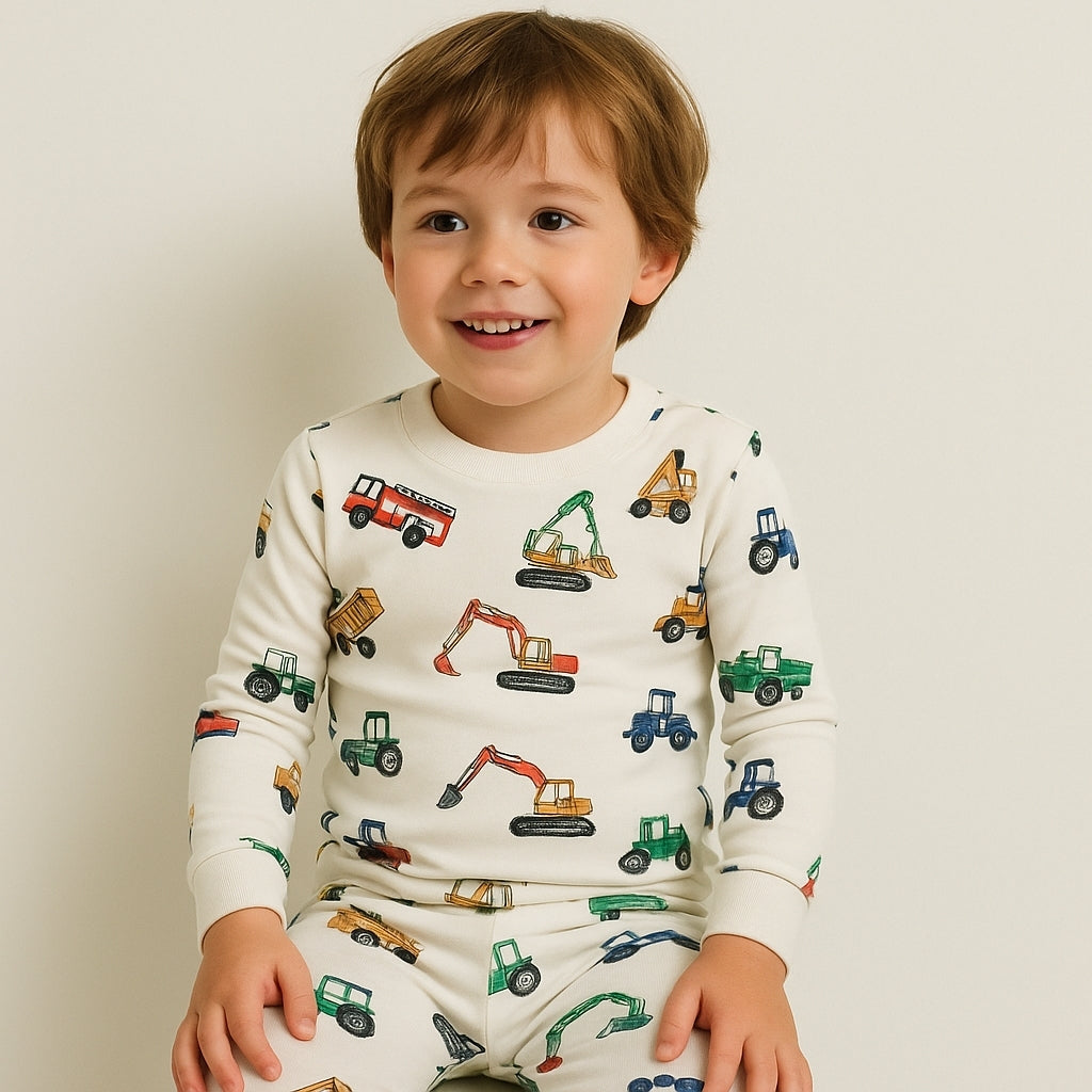Organic Cotton Digger Truck Pajamas Set