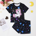 Girls Luminous Unicorn With Sparkling Stars Pajama Set