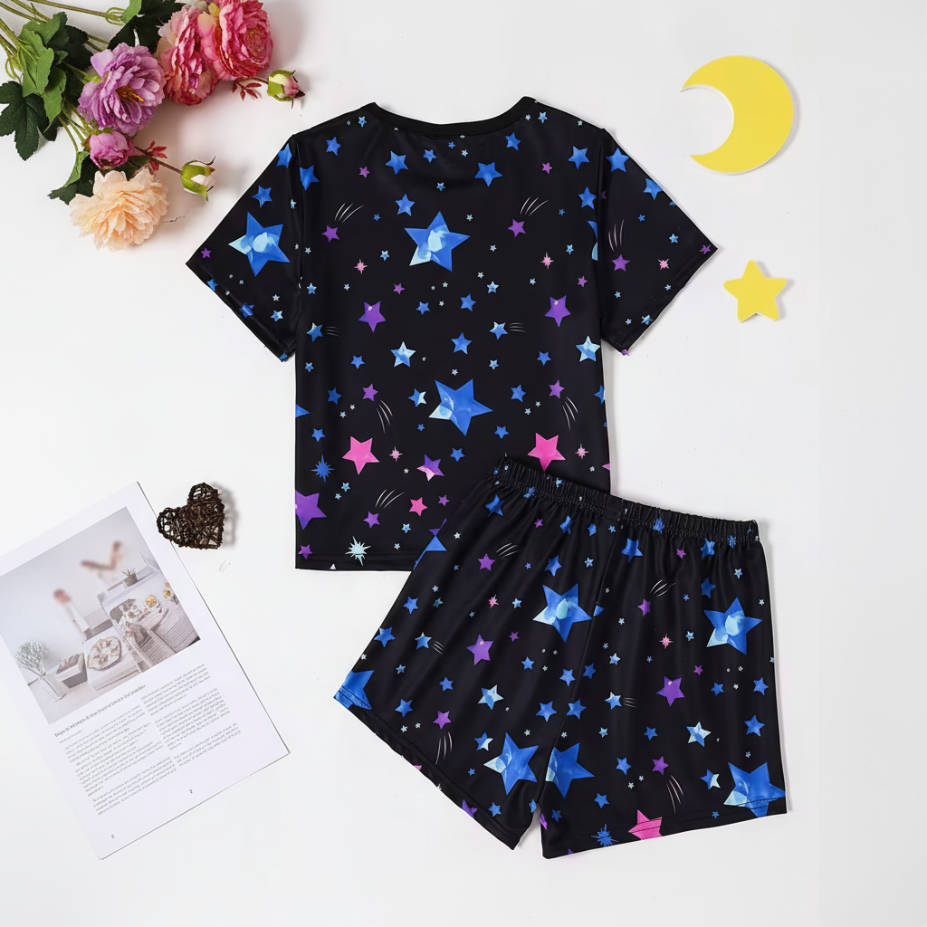 Girls Luminous Unicorn With Sparkling Stars Pajama Set