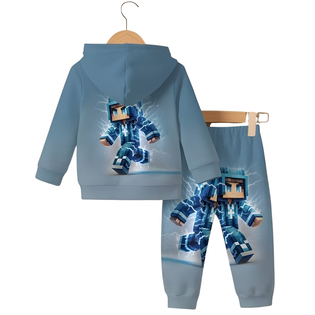 Kids Minecraft Inspired Graphics Hoodie And Jogger Set