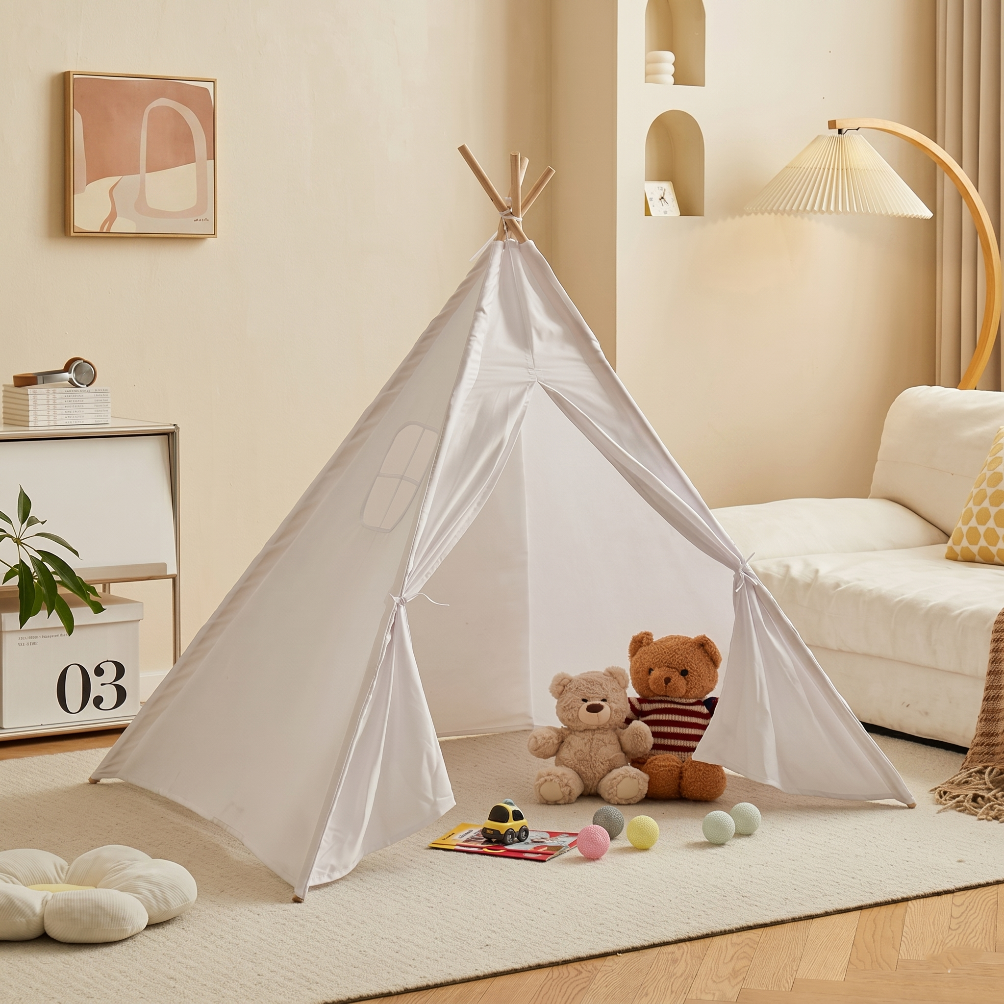 Kids Portable Teepee Tent DIY Playhouse With Canvas Design