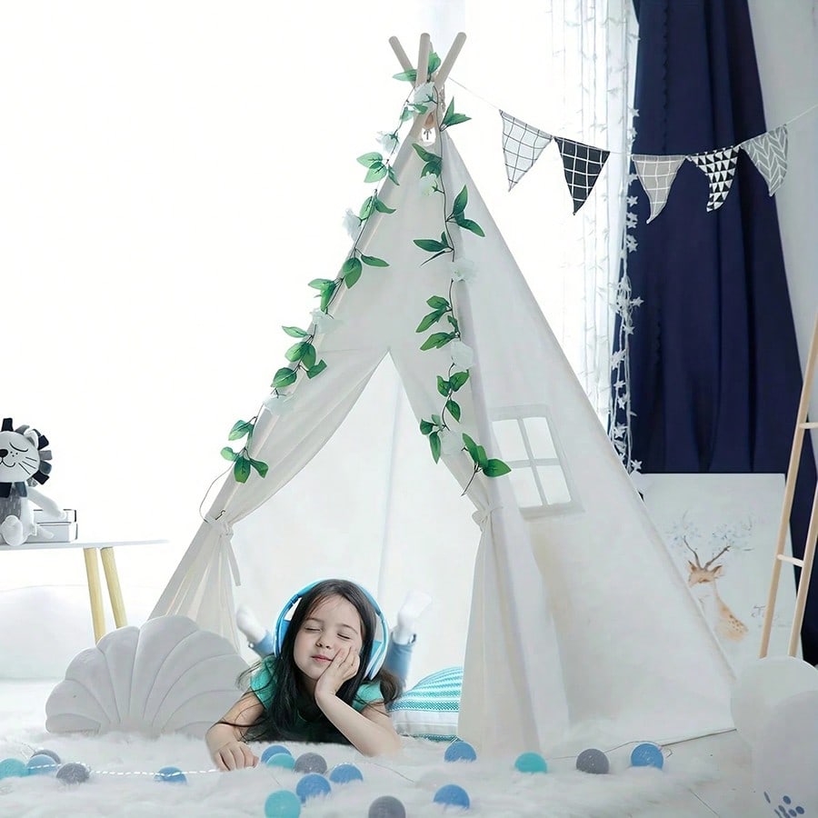 Kids Portable Teepee Tent DIY Playhouse With Canvas Design
