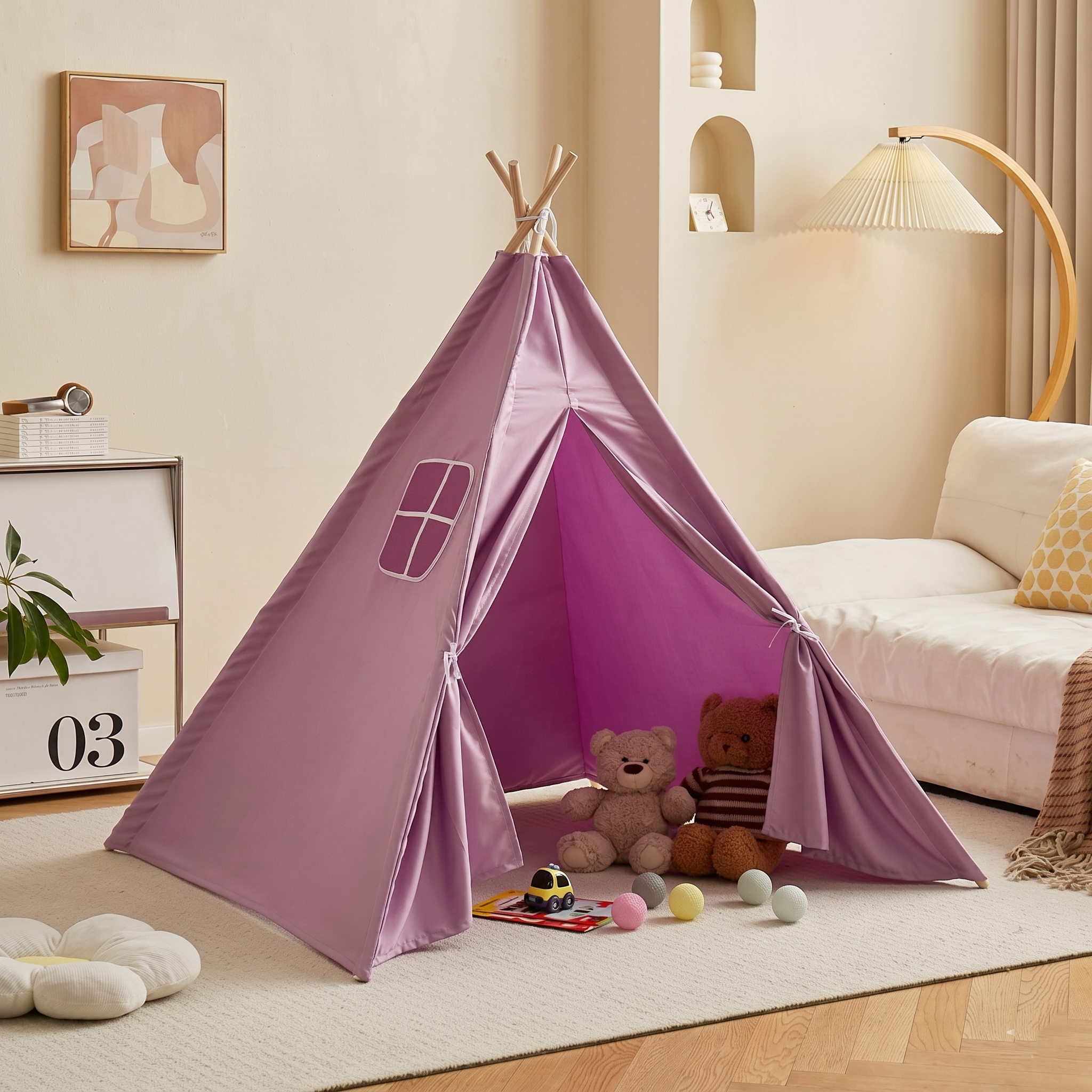 Kids Portable Teepee Tent DIY Playhouse With Canvas Design