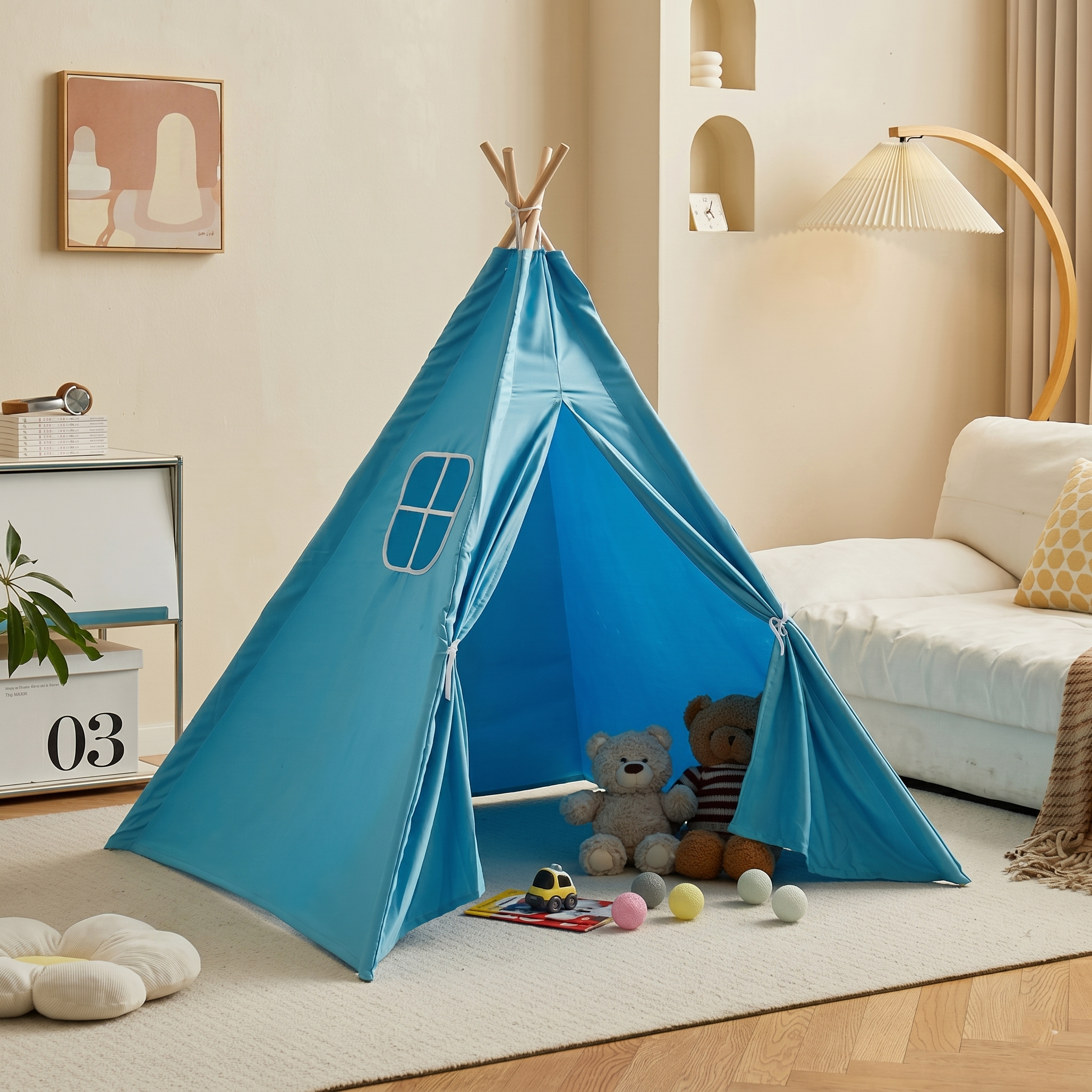 Kids Portable Teepee Tent DIY Playhouse With Canvas Design