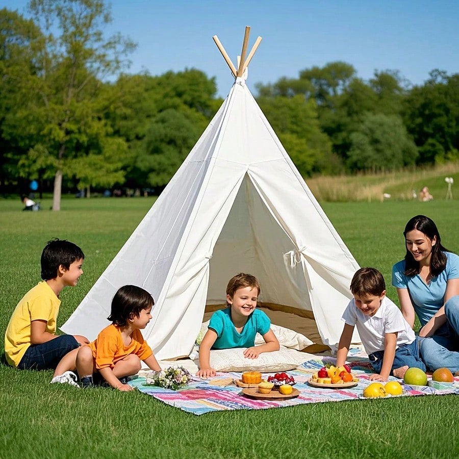 Kids Portable Teepee Tent DIY Playhouse With Canvas Design