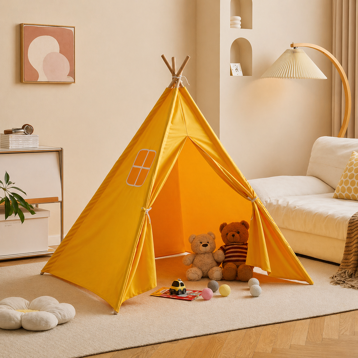 Kids Portable Teepee Tent DIY Playhouse With Canvas Design
