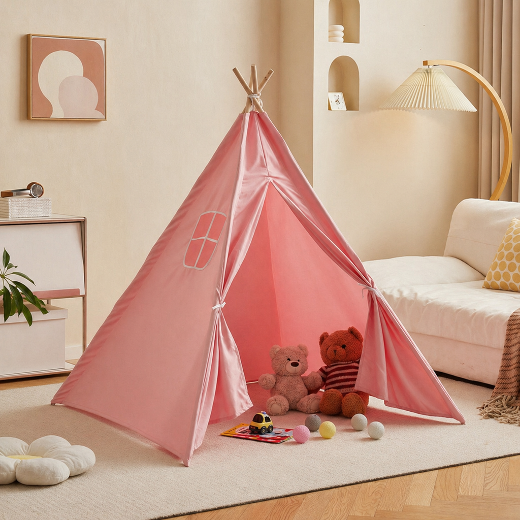 Kids Portable Teepee Tent DIY Playhouse With Canvas Design