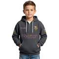 Minnesota Vikings Football Team Kids Themed Hoodie With Quarter Zip