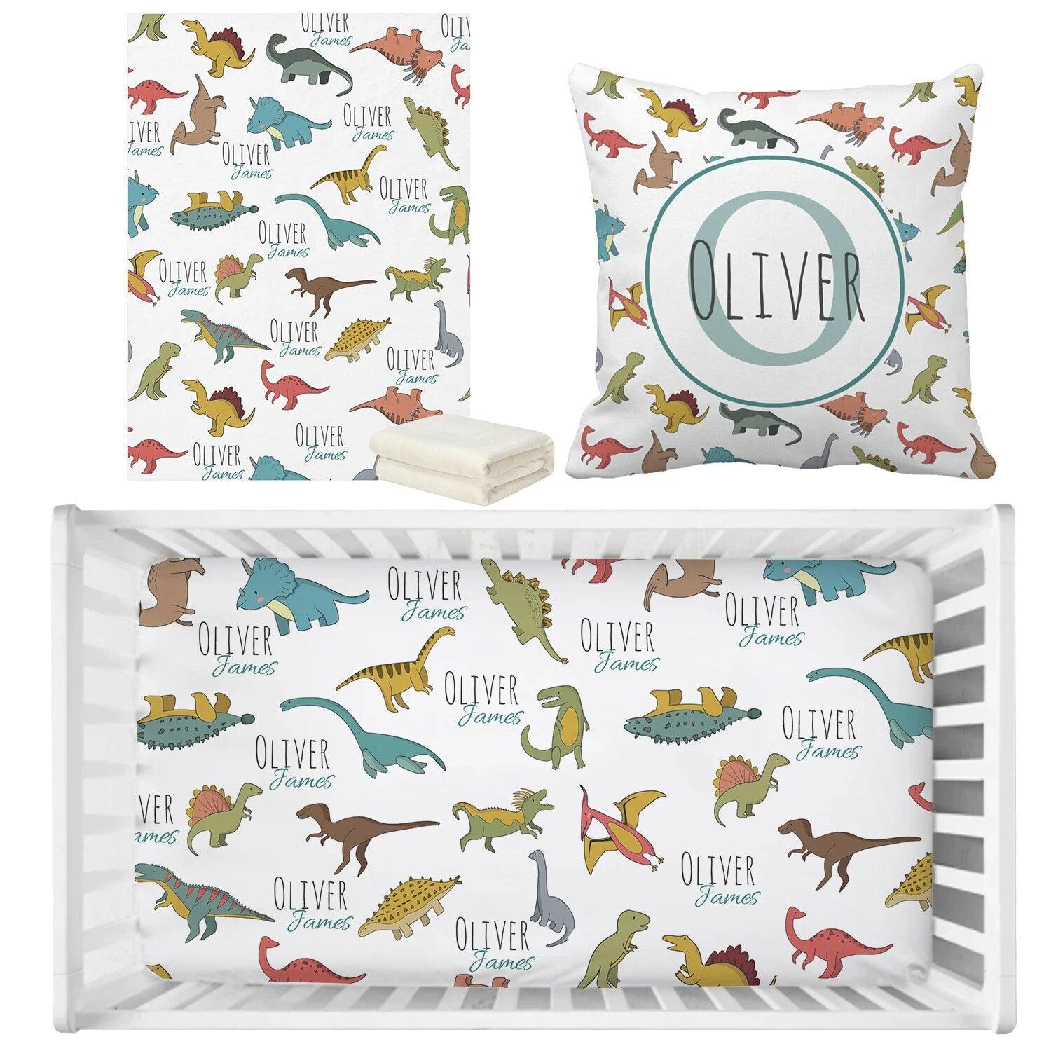Modern Dinosaur Crib Bedding