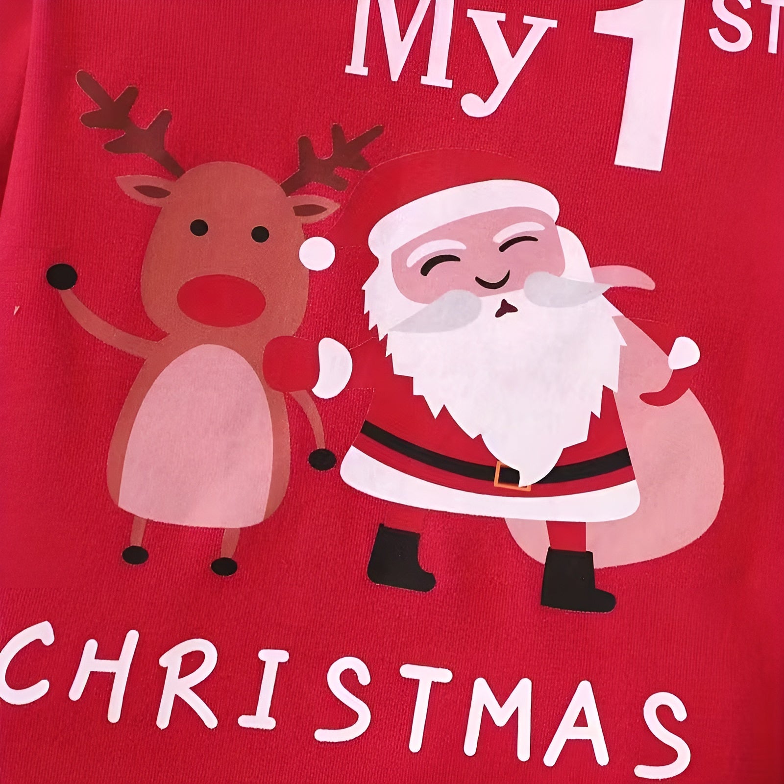 Infant My First Christmas Santa Print Top Pants and Hat 3 Piece Set