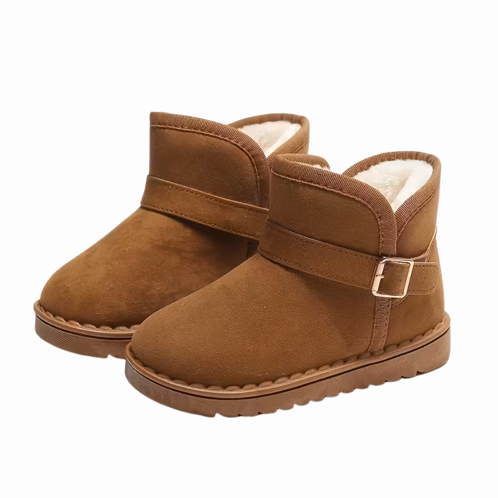 Girls Solid Fabric Winter Boots With Soft Inner Lining
