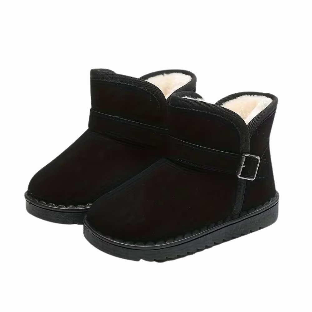 Girls Solid Fabric Winter Boots With Soft Inner Lining