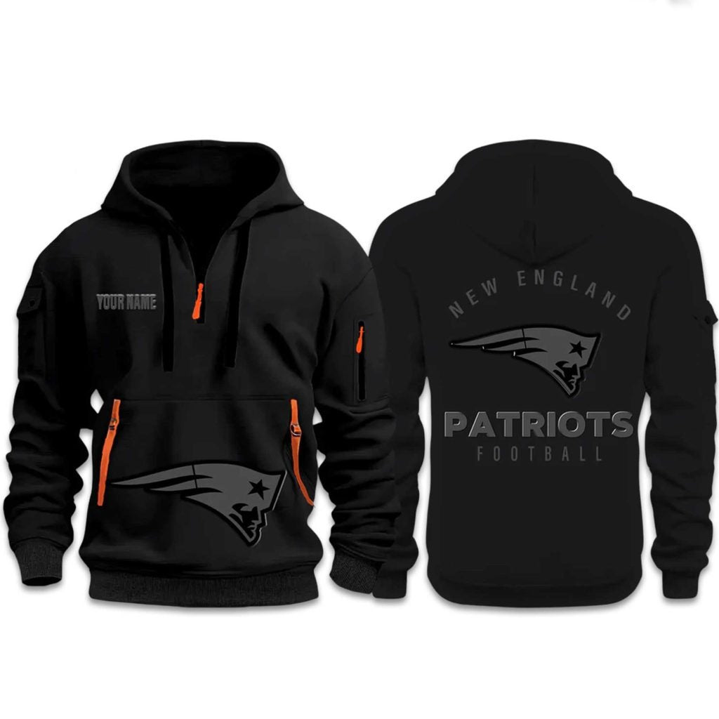New England Patriots Football Team Kids Themed Hoodie With Half Zip