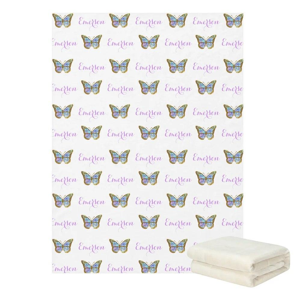 Personalized Butterfly Name Blanket